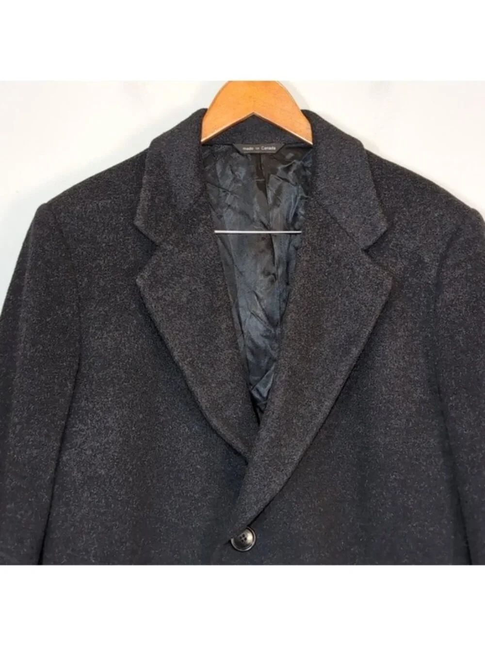 Vintage S. Cohen Wool Cashmere Overcoat Mens 42 Charcoal Gray Single Breasted